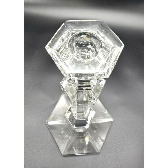Vintage Val St Lambert Gardenia Lead Crystal Hexagonal Candlestick Holder JE3813 - Picture 3 of 8
